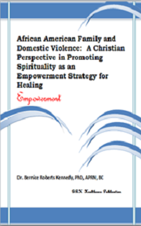 A book cover with the title of " domestic violence : a christian perspective in promoting spirituality as an empowerment strategy for healing."